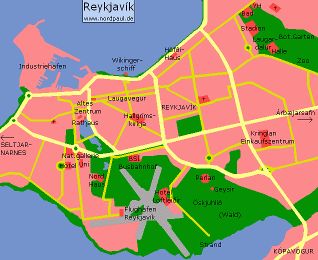 Zentrum und Mitte von Reykjavík